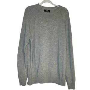 MAGASCHONI Mens Size XL/T Classic Gray Crew Neck Raglan Sleeve Lambswool Sweater